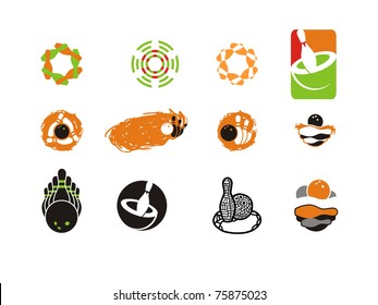 set of bowling design elements