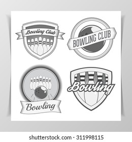 Set of Bowling graphic Labels, Badges and Design Elements