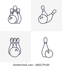 Set of Bowling icon logo vector template, Creative Gambling design icon symbol Illustration, Casino games icon