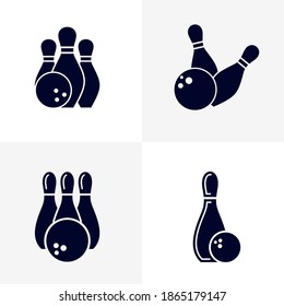 Set of Bowling icon logo vector template, Creative Gambling design icon symbol Illustration, Casino games icon