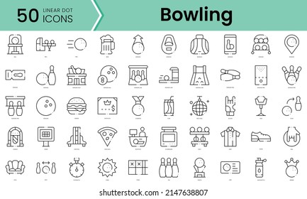 Set of bowling icons. Line art style icons bundle. vector illustration
