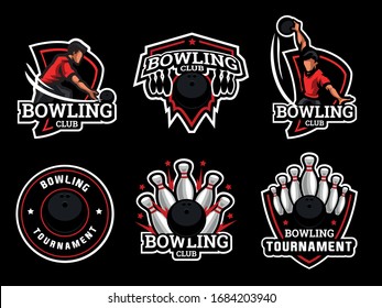 Set of bowling Logo. Bowling logo and badge. Bowling vector illustration