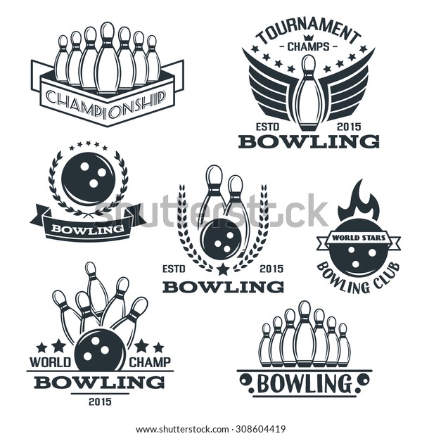 Set Bowling Logos Labels Badges Design Stock Vector (Royalty Free ...