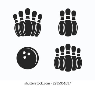 Set of bowling pin and bowling ball vector icon