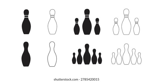 Set of Bowling pin Icon, Bowling pin Vector Illustration