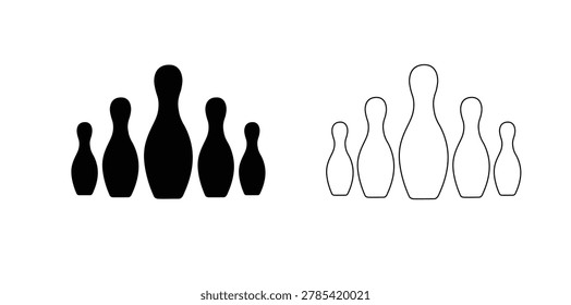 Set of Bowling pin Icon, Bowling pin Vector Illustration