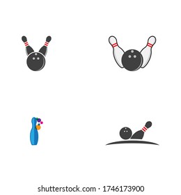 Zeichnen von Bowlingpins Logo-Vorlagenvektorbildern festlegen