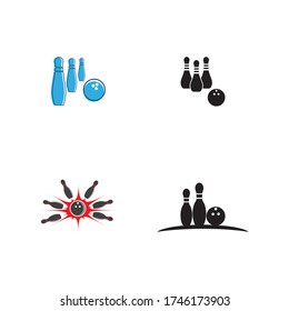 Set Bowling pin Logo Template vector icon illustration design