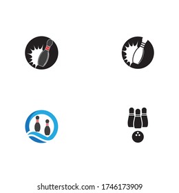 Set Bowling pin Logo Template vector icon illustration design