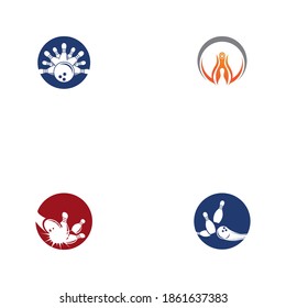 Set Bowling pin Logo Template vector icon illustration design
