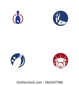 Set Bowling pin Logo Template vector icon illustration design