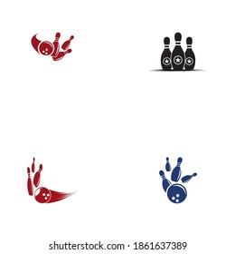Diseño de la ilustración del icono de la plantilla del logotipo del pin del Bowling
