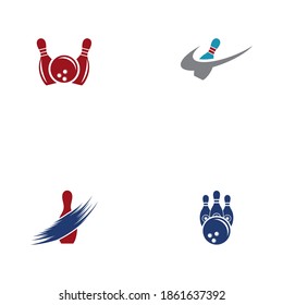 Set Bowling pin Logo Template vector icon illustration design