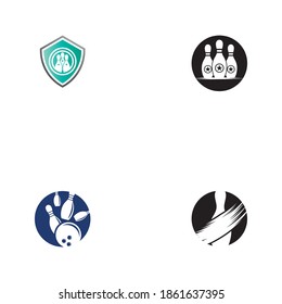 Set Bowling pin Logo Template vector icon illustration design