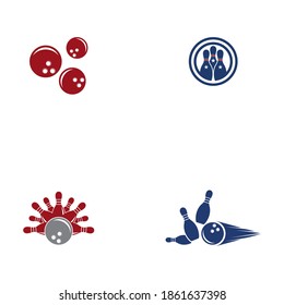Set Bowling pin Logo Template vector icon illustration design