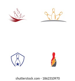 Set Bowling pin Logo Template vector icon illustration design