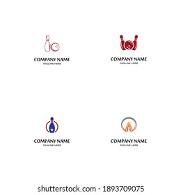 Diseño de la ilustración del icono de la plantilla del logotipo del pin del Bowling