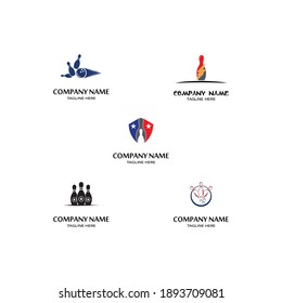 Set Bowling pin Logo Template vector icon illustration design