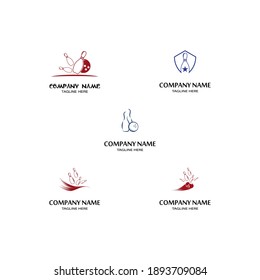 Set Bowling pin Logo Template vector icon illustration design