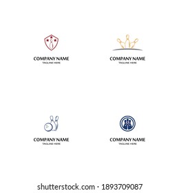 Set Bowling pin Logo Template vector icon illustration design