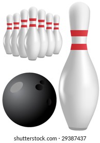 Set Of Bowling Pins And Ball