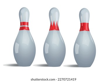 Set of bowling pins isolated on white background. Vector illustration