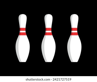 Set of bowling pins (skittles) icons. Symbol of game, recreation or sports competition. Bowling figures.