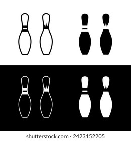 Set of bowling pins (skittles) icons. Symbol of game, recreation or sports competition. Bowling figures.