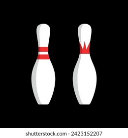 Set of bowling pins (skittles) icons. Symbol of game, recreation or sports competition. Bowling figures.