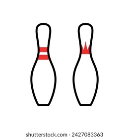 Set of bowling pins (skittles) icons. Symbol of game, recreation or sports competition. Bowling figures.