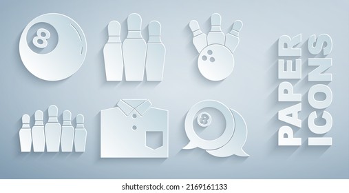 Set Bowling Shirt, Pin And Ball, Billiard,  And  Icon. Vector