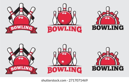 Conjunto de Emblemas Esportivos de Boliches e Logotipos
