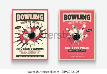 Set of Bowling Tournament Flyer template