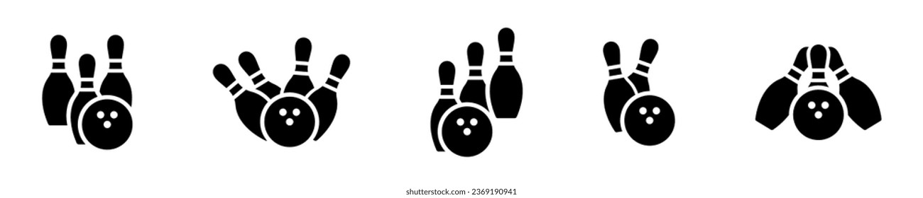 Set von Bowling-Vektorsymbols. Ball und Pin. Schildkröten mit Ball. Vektor 10 EPS.
