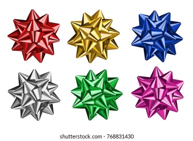 Set of bows for gift box isolated on white