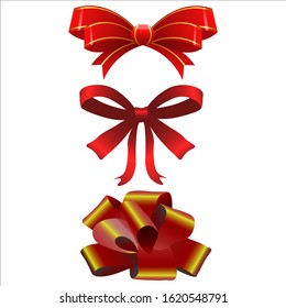 Set of bows for gifts and decorations. Vector illustration