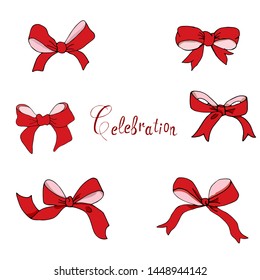 A set of bows handmade vector for creativity. Bows can arrange various items.
