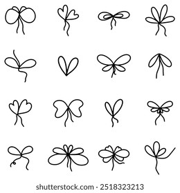 Set of bows illustration, vector doodles 