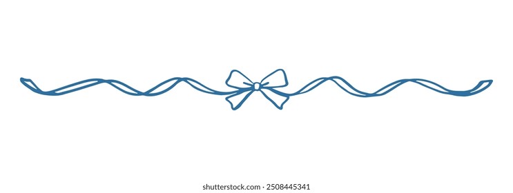 Set of bows on white background. Outline vector with ribbons and ties. Trendy design. Hand drawn.