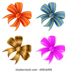 Set of bows on a white background. Bows of different color. JPEG version is available as ID 68187040.