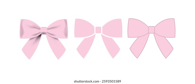 Set of bows and ribbons Bow for gift wrapping Vector illustration isolated on white background