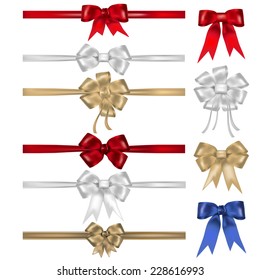 Set of bows and ribbons - isolated on white background. Vector illustration.