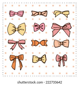 Set of bows.Vector illustration.