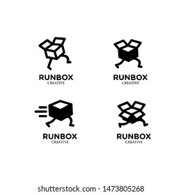 set of box delivery black logo icon design vector illustration