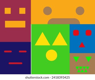 set of box face illustrations