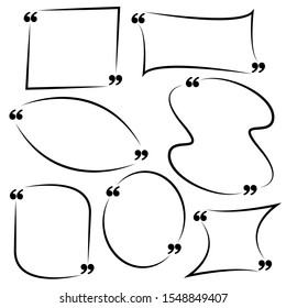set of box frames for quotes. empty drawn quotes box frames. text quotes on white background. abstract vector picture eps10