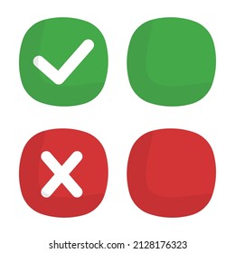 A set of box icons with check marks and cross marks. Blank boxes. Vectors.
