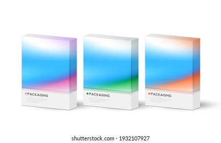 Set of box or packaging design illustration template for presents or special days like easter, christmas,  holidays, etc. with pastel pattern gradient backgrounds.