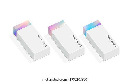 Set of box or packaging design illustration template for presents or special days like easter, christmas,  holidays, etc. with pastel pattern gradient backgrounds.