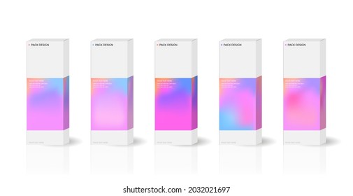 Set of box or packaging design illustration template for presents with pastel pattern gradient backgrounds.